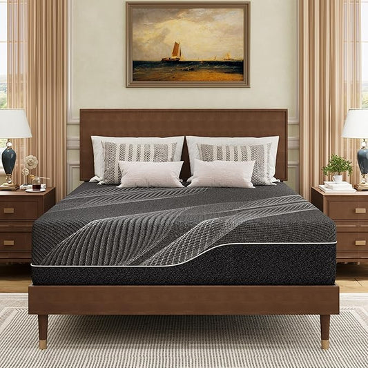 California King Mattress 14 Inch Charcoal Memory Foam in a Box, CertiPUR-US Certified Fiberglass Free, Gel Double Mattress, Made in The USA of US Foam, 84" × 72" × 14", Medium