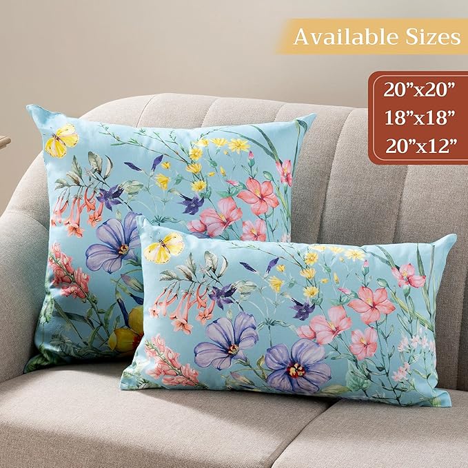 Maison d' Hermine Decorative Pillow Covers 18 x 18 Inch Square 100% Cotton Throw Pillow Covers with Invisible Zipper for Living Room Couch, Chair, Sofas, Bedroom, Home (Hesperides - Fleur)