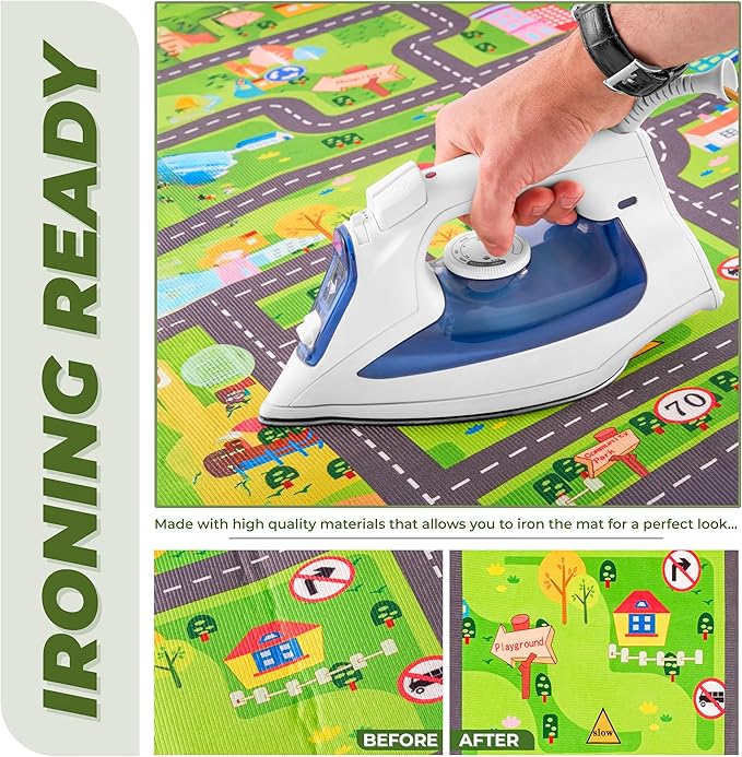 Sorbus Car Mat - City Road Washable Rug for Kids, Car Carpet, Floor Play Mats, Easy to Clean Washable Rugs for Safe and Fun Travel (Large)