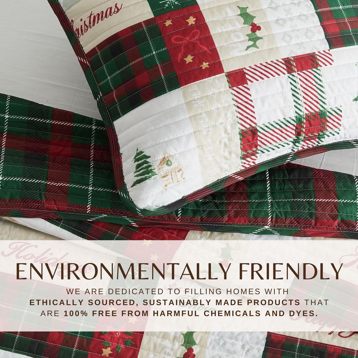 Great Bay Home Twin Size Christmas Quilt Set with Shams - Vibrant, Cheerful, Christmas Prints - Reversible Holiday Seasonal Bedspread with Matching Shams (Twin/Twin XL, Holiday Patchwork)
