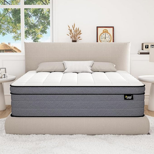 Queen Mattress, 14 Inch Hybrid Mattress Queen Size in a Box with Cooling Gel Memory Foam and Individual Pocket Springs|Motion Isolation&Pressure Relief