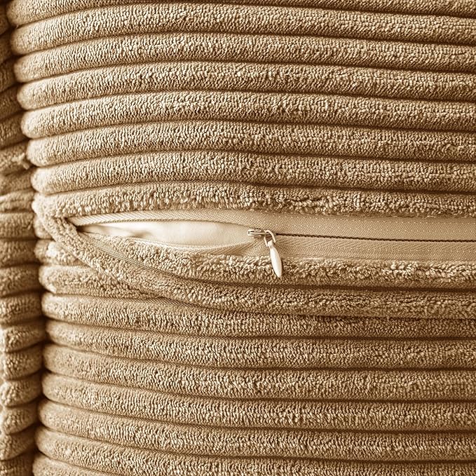 MIULEE Decorative Throw Pillow Covers for Couch Bed Livingroom 18x18 Inch Set of 2 Brown Boho Accent Throw Pllows Broadside Striped Patchwork Soft Corduroy Pillowcases