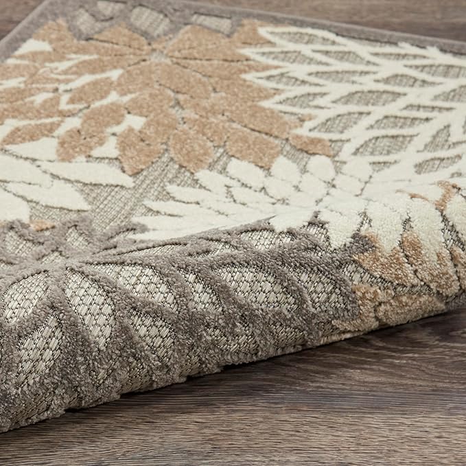 Nourison Home Aloha Indoor/Outdoor Floral Natural 7'10" x 10'6" Area Rug (8' x 11'), 7'10"X10'6",