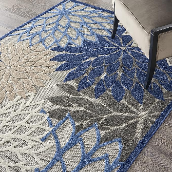 Nourison Home Aloha 5'3" x 7'5" Fabric Indoor/Outdoor Rug in Blue/Multi-Color