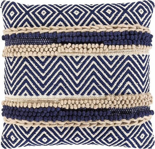 Hauteloom Labrador Decorative Throw Pillow Cover with Down Goose Feather Insert - Sofa Couch Cushion Cover - Navy, Yellow - 18" h x 18" w Pillow Kit Pillow Cover