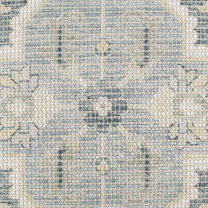 Hauteloom Bigaa Cotton Decorative Throw Pillow Cover - Oriental Floral Sofa Couch Cushion Cover - Blue, Sage, Cream - 18" x 18''