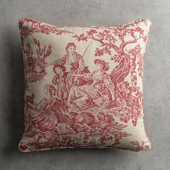 Maison d' Hermine Decorative Pillow Covers 20x20 Inch Square 100% Cotton Throw Pillow Covers with Invisible Zipper Cushion Case for Living Room Couch, Chair, Sofas, Bedroom, Home (The Miller - Red)