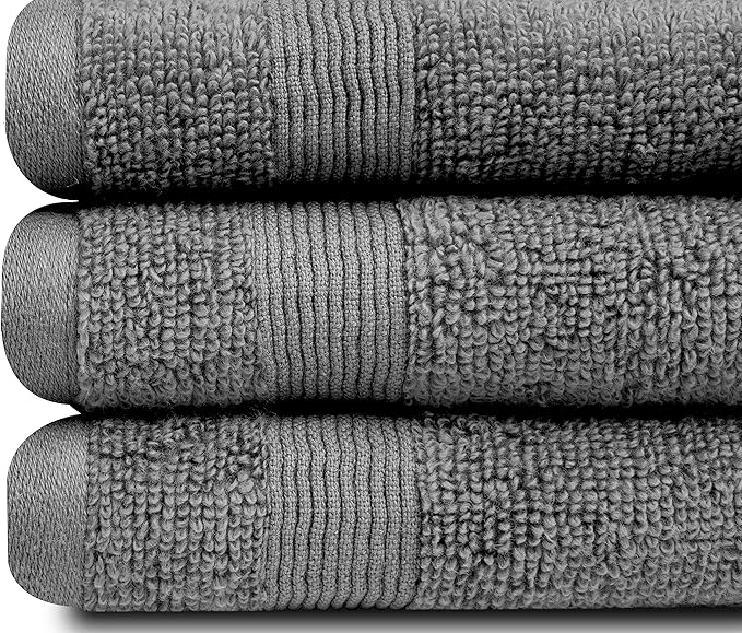 White Classic Resort Collection Soft Washcloth Face & Body Towel Set | 12x12 Luxury Hotel Plush & Absorbent Cotton Wash Clothes [12 Pack, Smoke Grey]