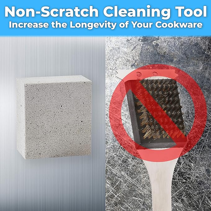 Heavy Duty, Non-Toxic Grey Grill Brick Cleaner 8 Pack. Reusable Chemical Free BBQ Pumice Cleaning Block for Flattops, Grills and Griddles. Non Scratch Grillstone is the Perfect Barbecue Scouring Tool