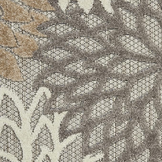 Nourison Home Aloha Indoor/Outdoor Floral Natural 5'3" x 7'5" Area Rug (5' x 8'), 5'3"X7'5",