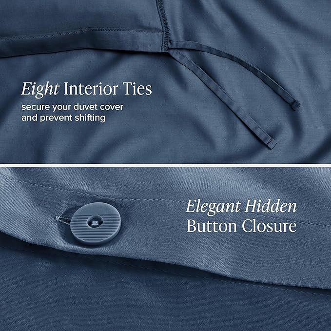 Bare Home 100% Organic Cotton Sateen Duvet Cover Set - Twin/Twin Extra Long Size - 400 Thread Count - Smooth Sateen Weave - Warm & Luxurious - Duvet Cover (Twin/Twin XL, Bering Sea)