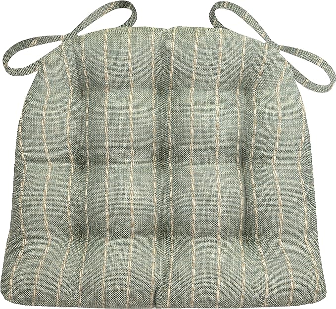 Barnett Home Decor Avante Spa Dining Chair Cushions - 15 x 17 Size Small Chair Pad - Latex Foam Fill - Reversible - Made in USA (Aqua Stripe/Small)