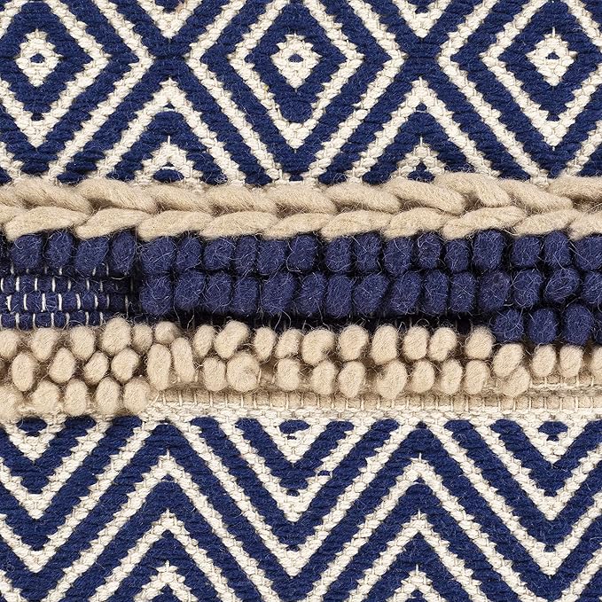 Hauteloom Labrador Decorative Throw Pillow Cover with Down Goose Feather Insert - Sofa Couch Cushion Cover - Navy, Yellow - 18" h x 18" w Pillow Kit Pillow Cover