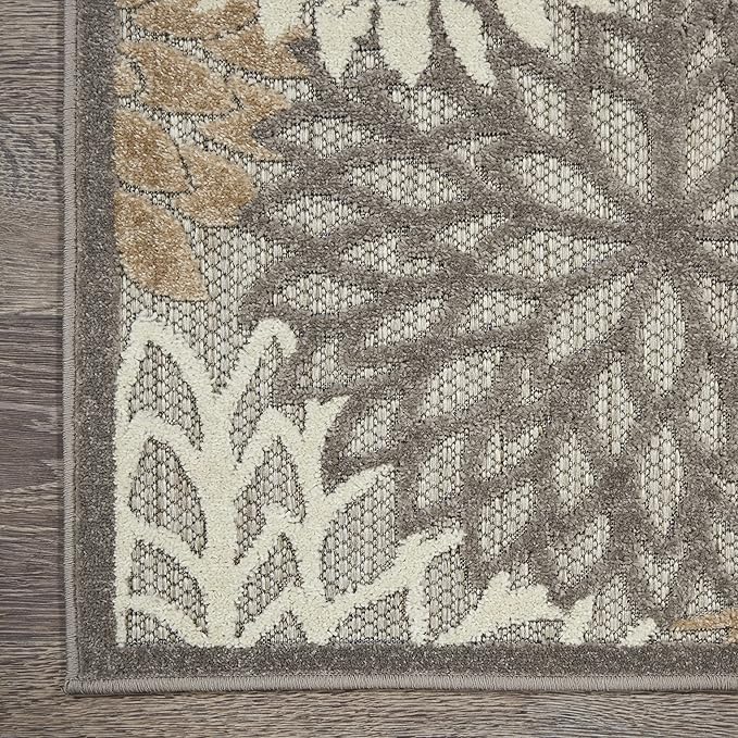 Nourison Home Aloha Indoor/Outdoor Floral Natural 5'3" x 7'5" Area Rug (5' x 8'), 5'3"X7'5",