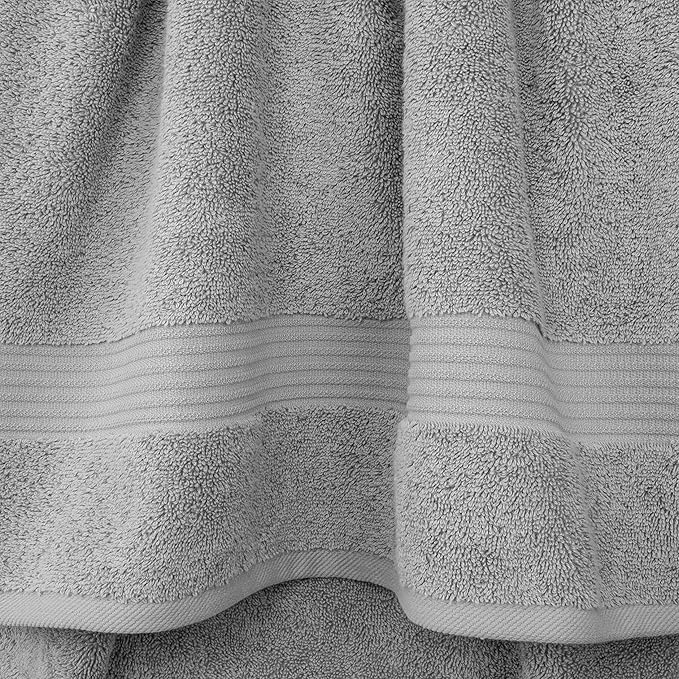 Cotton Paradise 4 Piece Turkish Bath Towels for Bathroom, 100% Cotton Extra Large Soft Plush Towels Bathroom Set, Light Gray