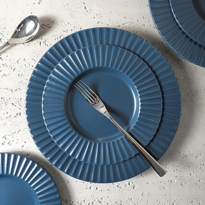 Christian Siriano Lusso 32-Piece Dinnerware Set Stoneware, Ash Blue