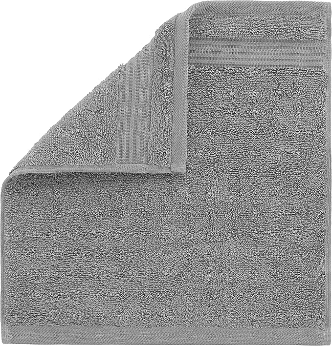 Cotton Paradise 100% Cotton Turkish Washcloth Set for Bathroom, 4 Piece Soft Absorbent Small Hand Face Towels Wash Rags, Light Gray