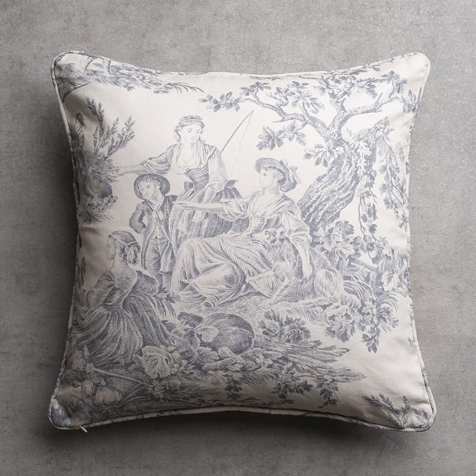 Maison d' Hermine Decorative Pillow Covers 18 x 18 Inch Square 100% Cotton Throw Pillow Covers with Invisible Zipper for Living Room Couch, Chair, Sofas, Bedroom, Home (The Miller - Paloma Grey)