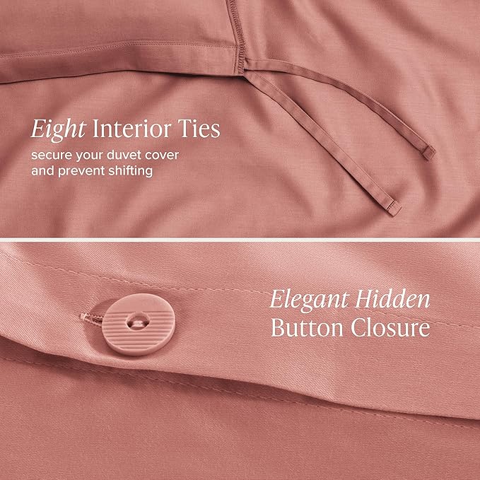 Bare Home 100% Organic Cotton Sateen Duvet Cover Set - Twin/Twin Extra Long - 400 Thread Count - Smooth Sateen Weave - Warm & Luxurious - Duvet Cover (Twin/Twin XL, Dusty Rose)